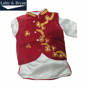 Baby Boy Maroon Rice Feeding Pasni Dress