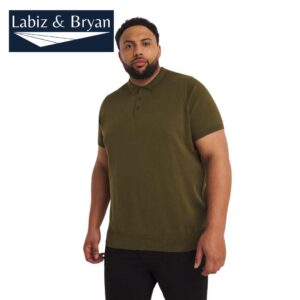 Khaki Short Sleeve Knitted Polo - Men's Oversized T-Shirt