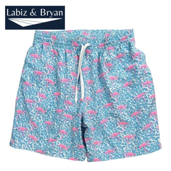 Chubbies Swim Shorts Mens XL Domingoes For Flamingos Blue Pink Trunks