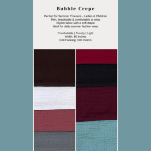 Bubble Crepe Perfect for Summer Trousers - Ladies & Children Thin