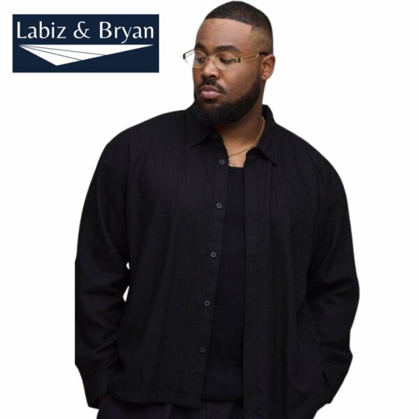 Plus Oversized Heavyweight Linen Concealed Placket Shirt Jacket
