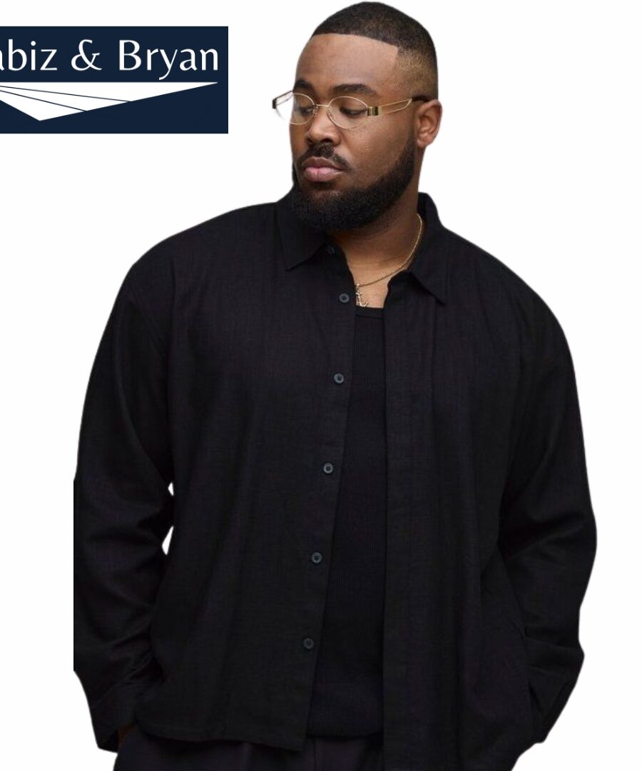 Plus Oversized Heavyweight Linen Concealed Placket Shirt Jacket