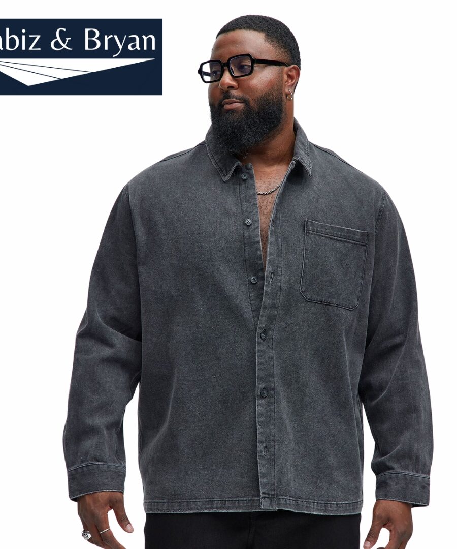 Men's Hatton Denim Button Up Shirt in Black Wash Size XL - Men's Plus Size Shirt