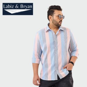 Men's Plus Regular Fit Shirt - Vivid vertical stripes in red