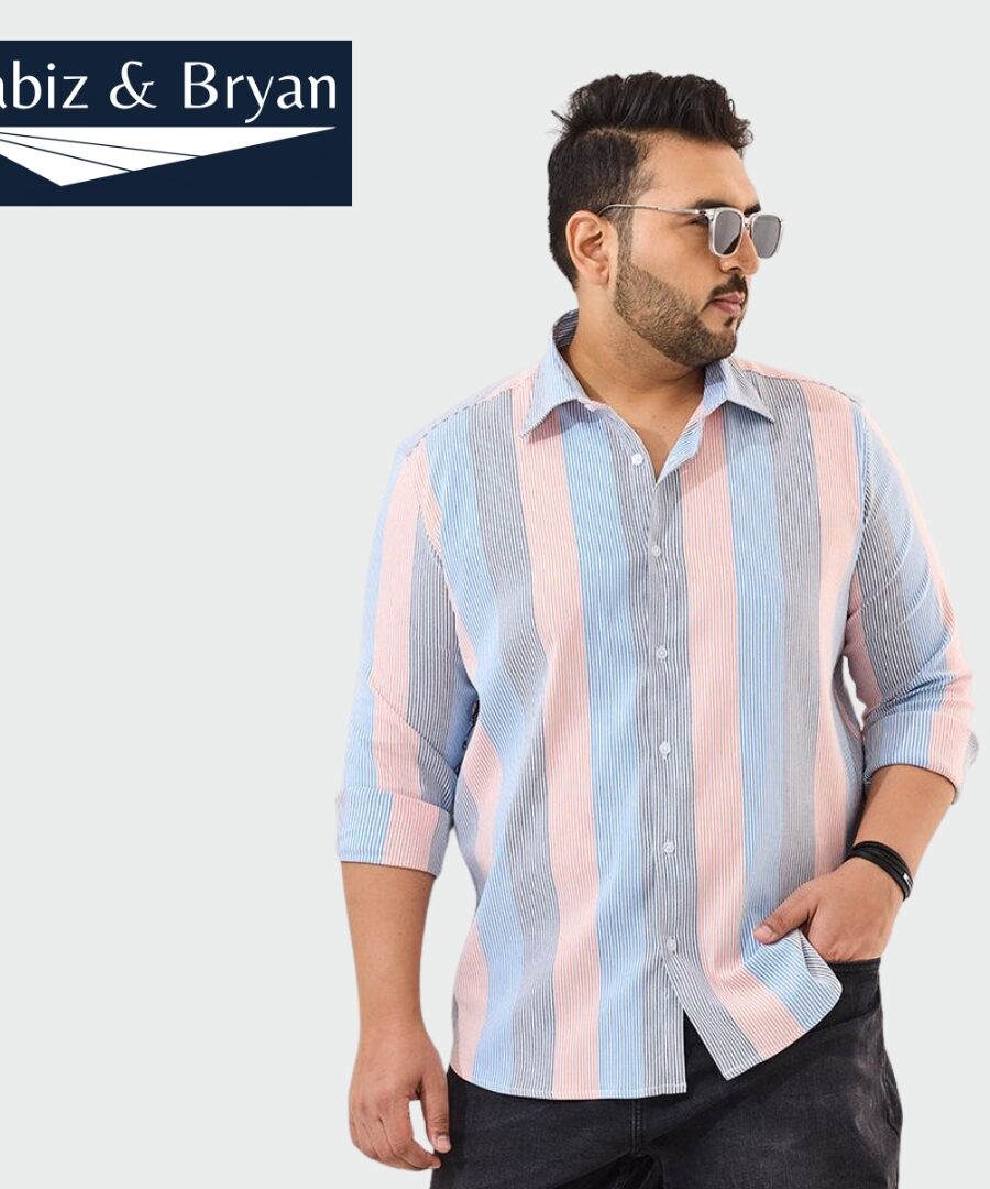 Men's Plus Regular Fit Shirt - Vivid vertical stripes