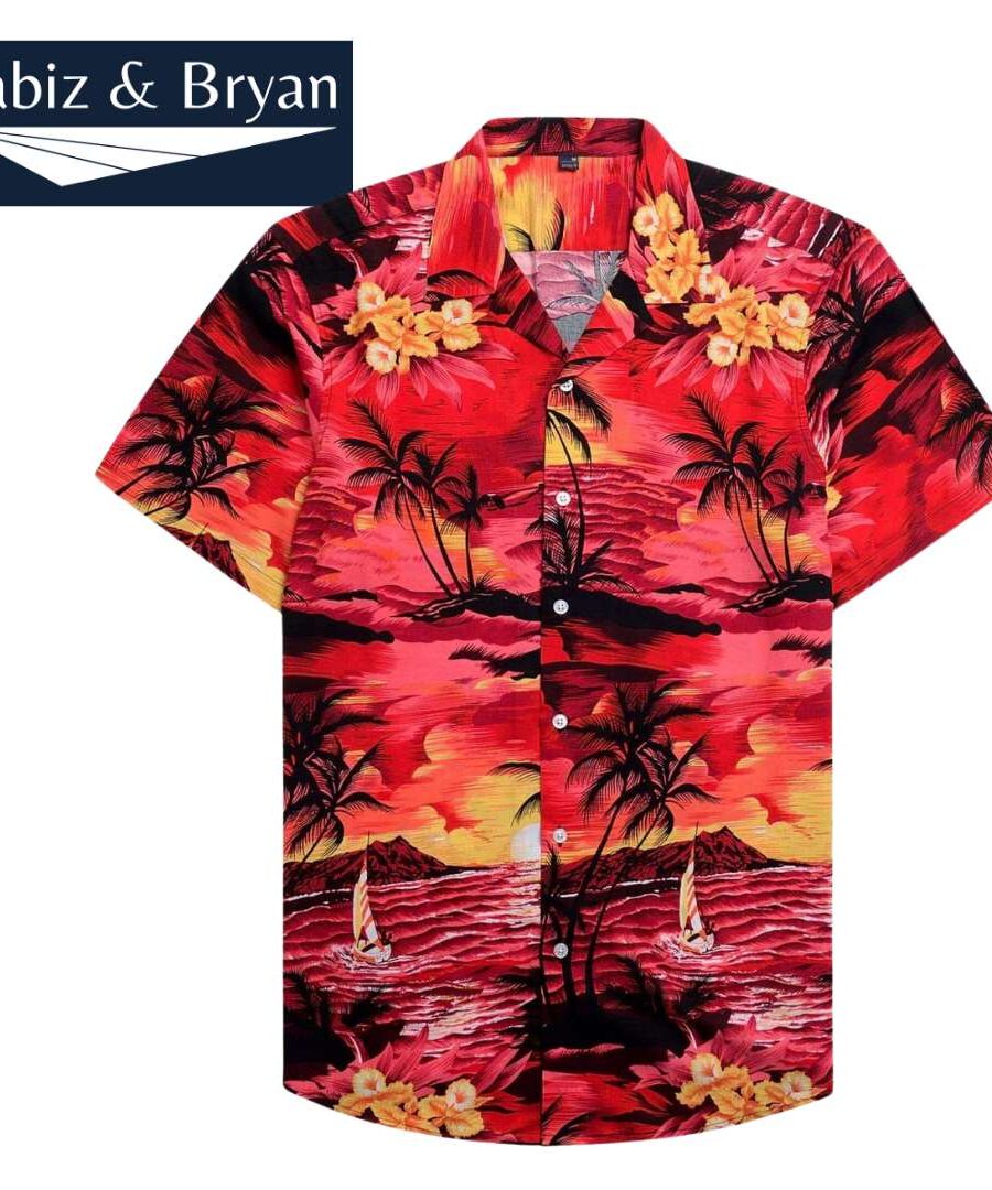 Alimens & Gentle Hawaiian Shirt for Men Summer Beach Casual Short Sleeve Button Down Shirts Printed Tropical Vacation Shirts