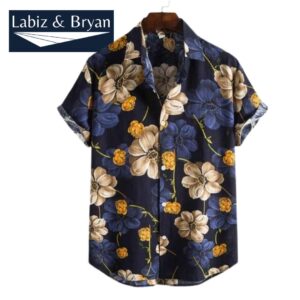 Mens Beach Linen Shirts Camisa Masculina Brand Vintage Floral Print Hawaiian Shirt Men Slim Fit Short Sleeve Chemise Homme