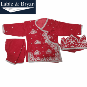 Red Velvet Embroidered Daura Suruwal Set For Baby Boy