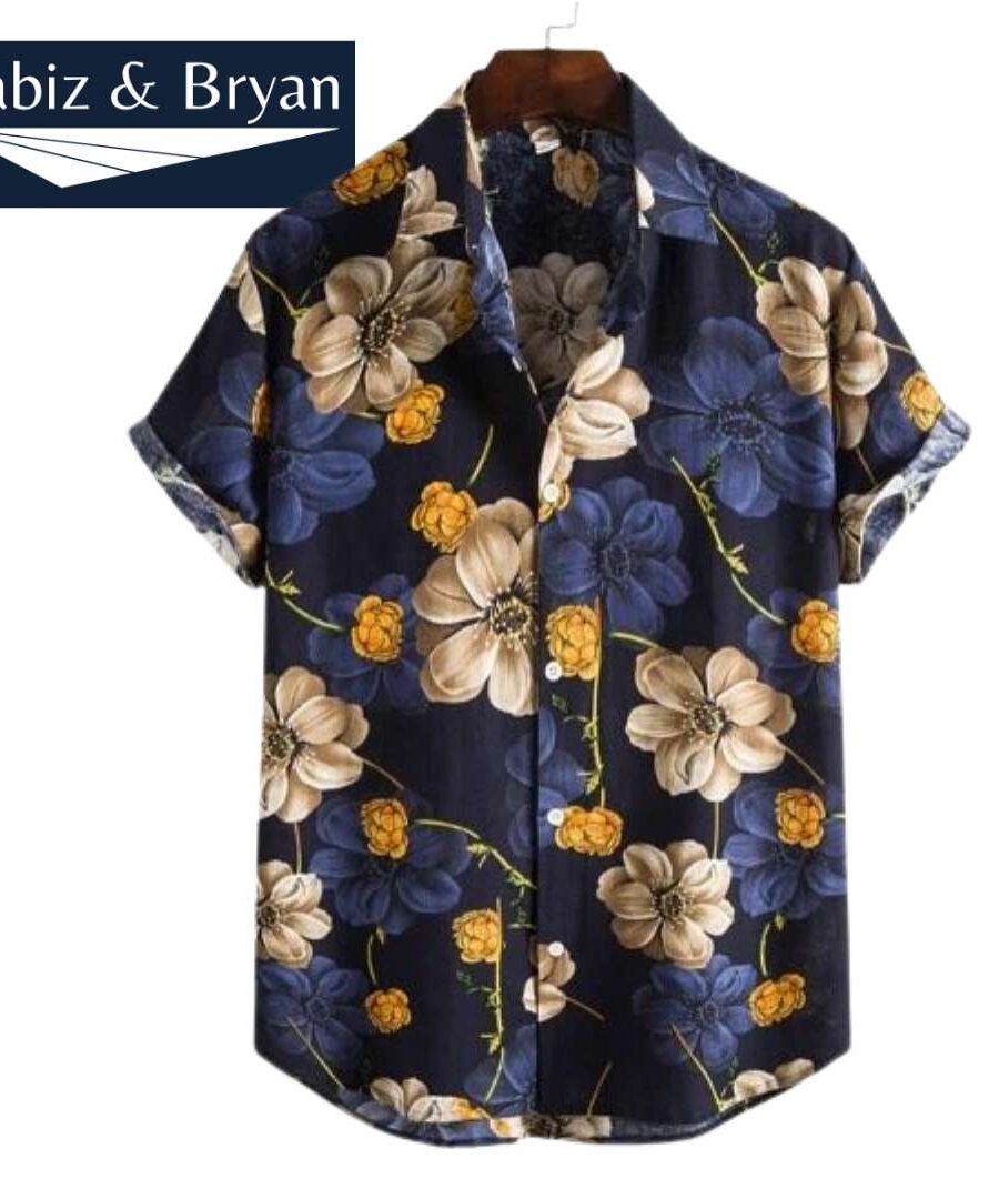 Mens Beach Linen Shirts Camisa Masculina Brand Vintage Floral Print Hawaiian Shirt Men Slim Fit Short Sleeve Chemise Homme