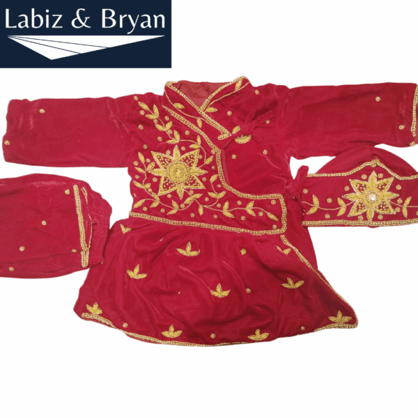Pasni dress set for baby girl-Red/Pasni Dress