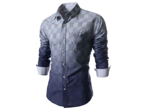 Men's Long Sleeve Dress Shirt Plaid Collar Casual Button Down Shirts