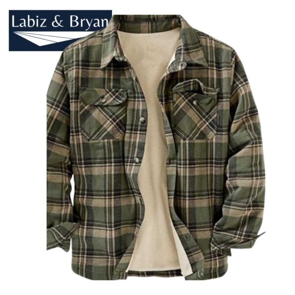 Winter Mens Jacket Plaid Cardigan Flannel Thicke Long Sleeve Basic Quality Casual Shirt Jackets Cotton Coat American - Image 2