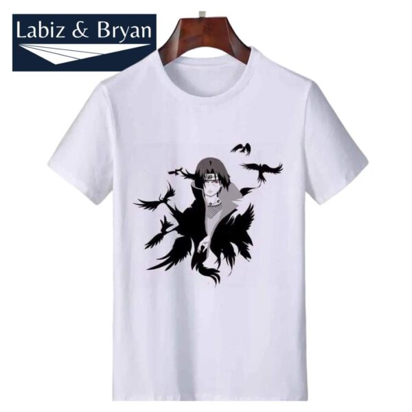 Naruto T-Shirt 3D Printed Anime Uchiha Itachi Tee Shirt Short Sleeve O-Neck Summer Tank Top-Black/White