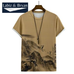 Guys Mountain & Slogan Graphic Tee Without Necklace