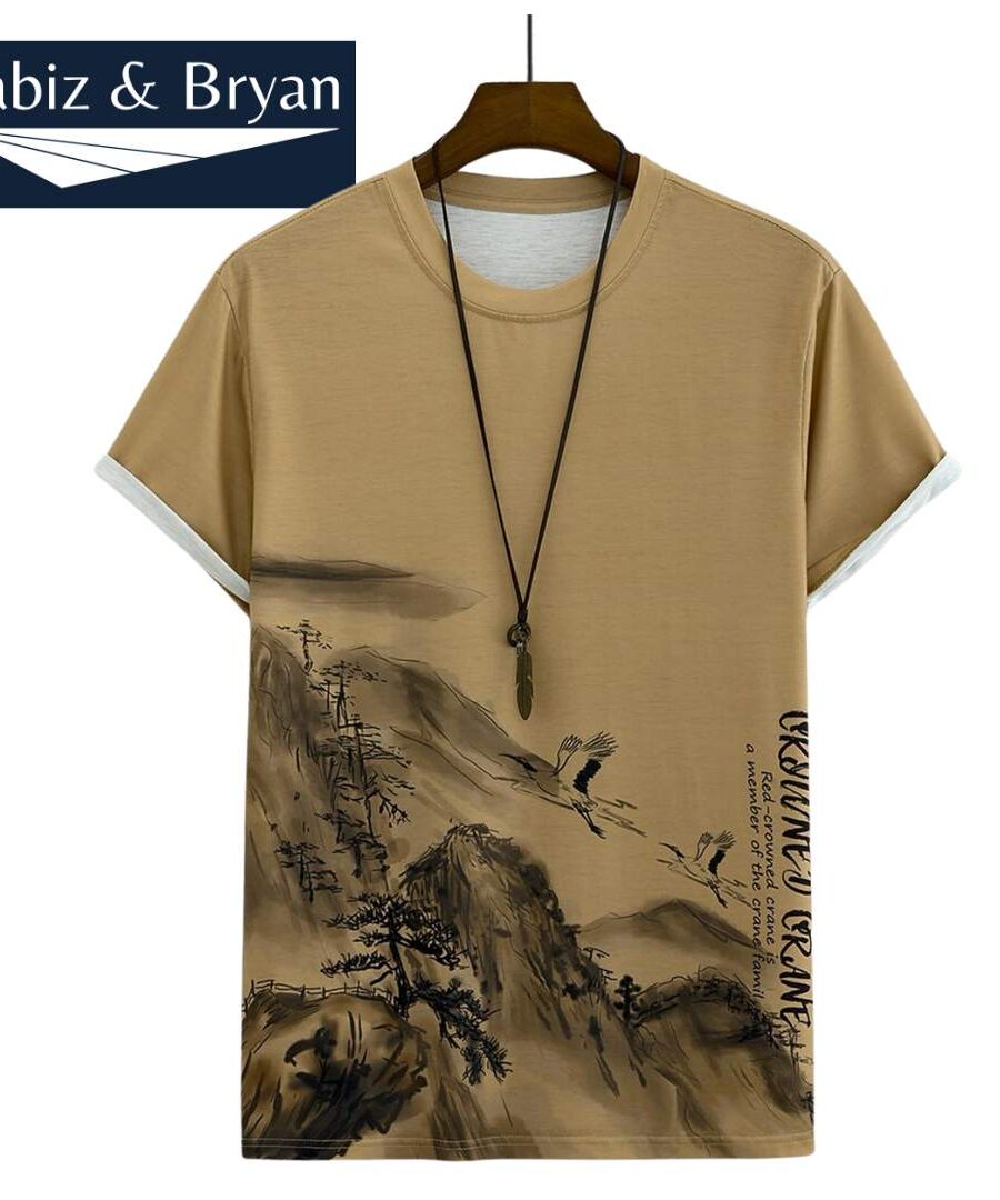 Guys Mountain & Slogan Graphic Tee Without Necklace