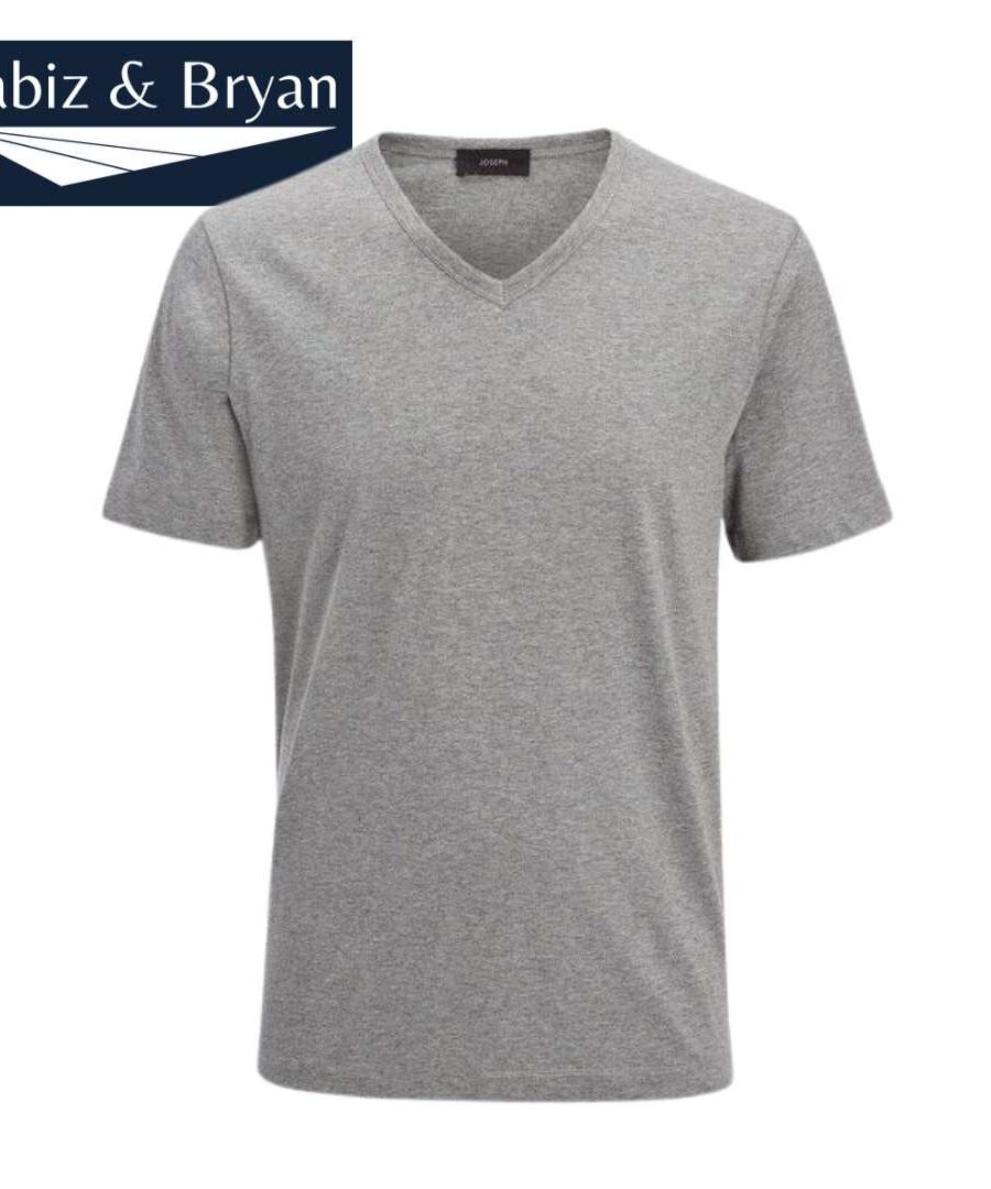 Joseph V Neck Mercerized Jersey Tee in GREY CHINE
