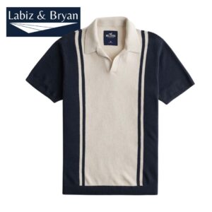 Men's Johnny Collar Pattern Sweater Polo T-shirt