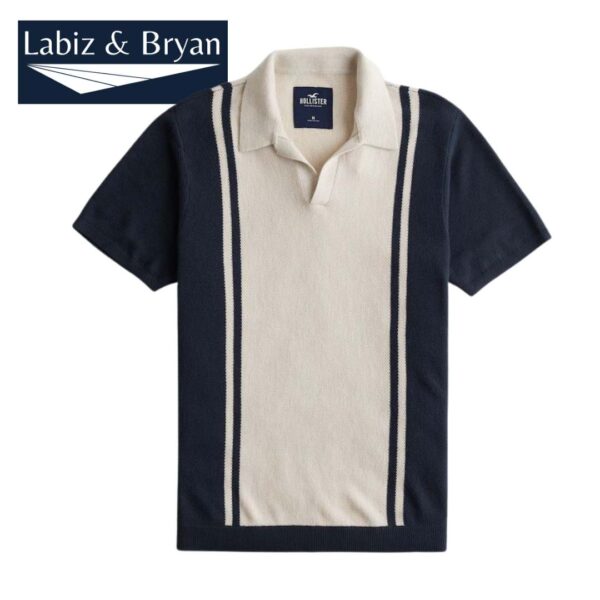 Men's Johnny Collar Pattern Sweater Polo T-shirt