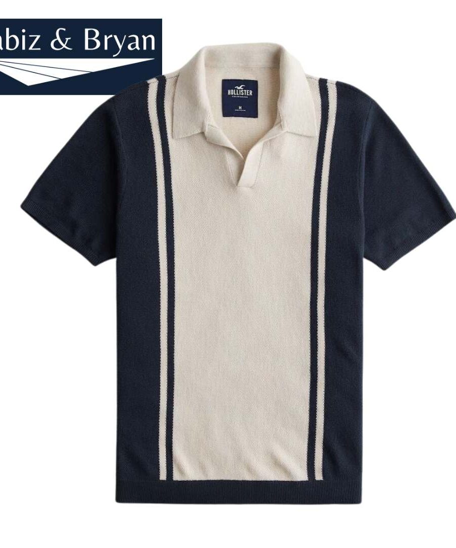 Men's Johnny Collar Pattern Sweater Polo T-shirt