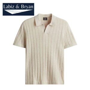 Regular Fit Rib-knit polo shirt - Beige