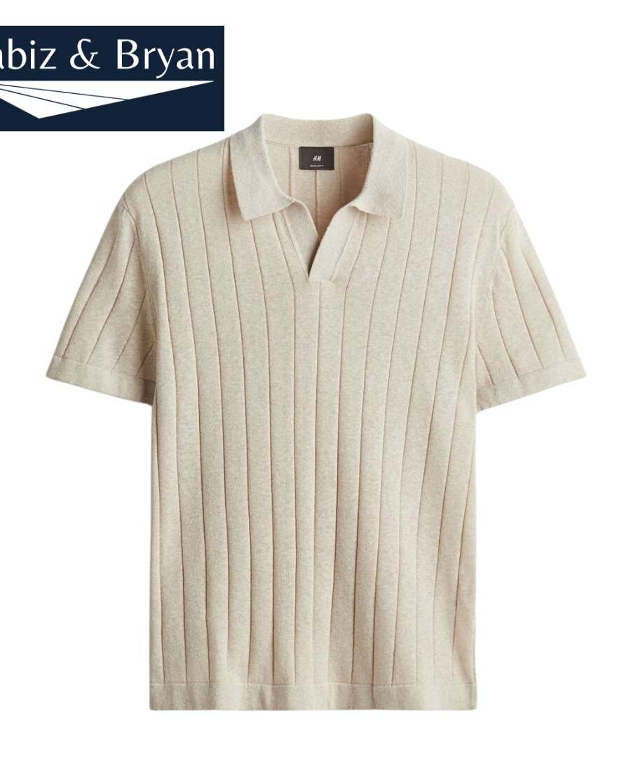 Regular Fit Rib-knit polo shirt - Beige