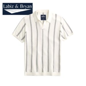 Men's Short-Sleeve Striped Sweater Polo T-Shirt