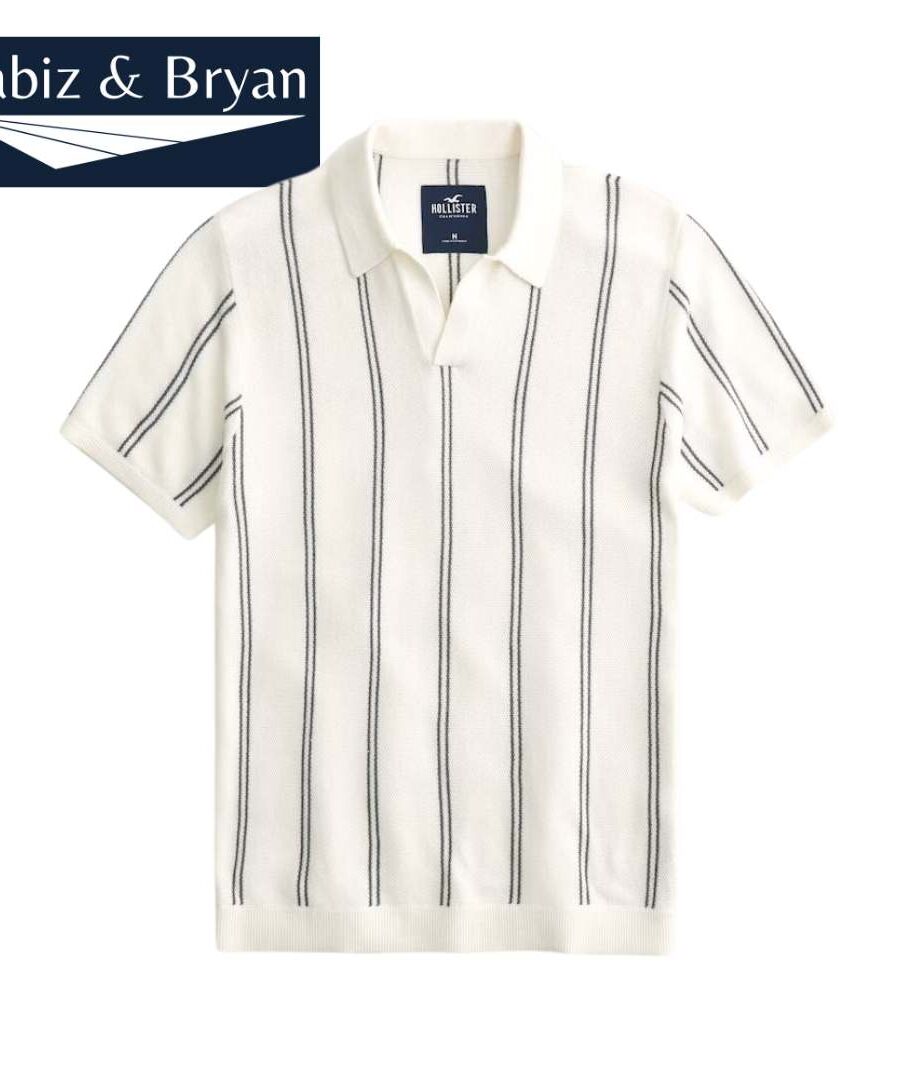 Men's Short-Sleeve Striped Sweater Polo T-Shirt