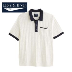 Summer Stripe Jacquard Short Sleeved Knitted Polo Tshirt For Men