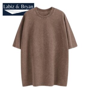 Fkatuzi Oversized Cotton Solid T Shirts for Men Vintage Acid Wash Tshirt Streetwear
