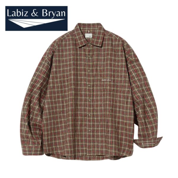 Checked Crease Finish Vintage-Red Check Shirt - Men's Plus Size