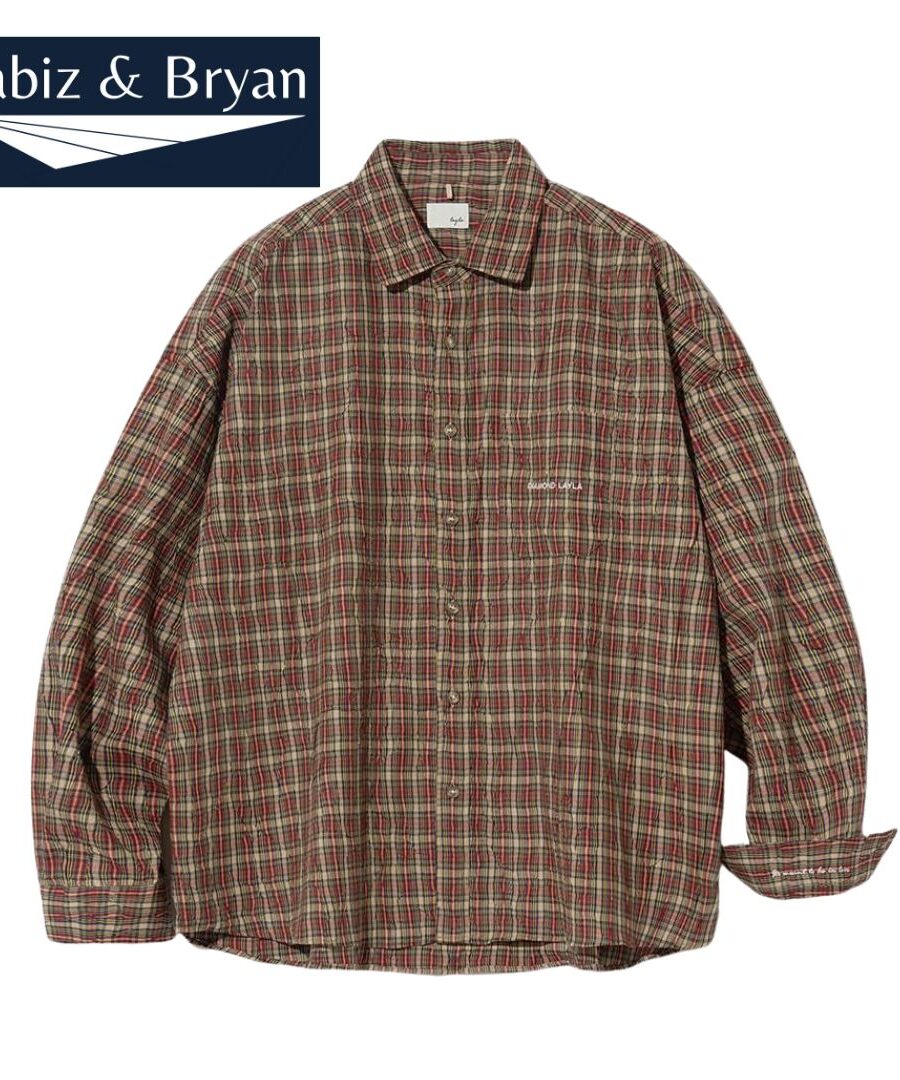 Checked Crease Finish Vintage-Red Check Shirt - Men's Plus Size