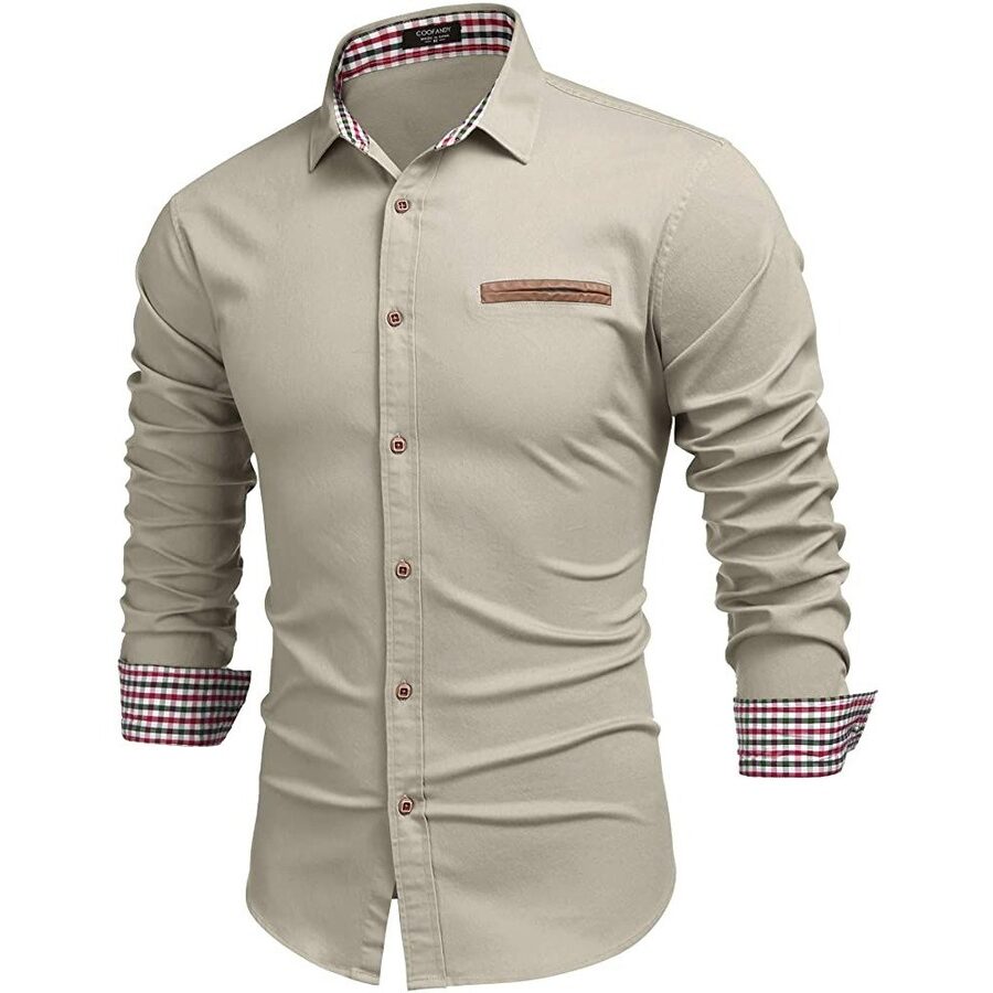 COOFANDY Men's Casual Dress Shirt Button Down Shirts Long-Sleeve Denim Work Shirt