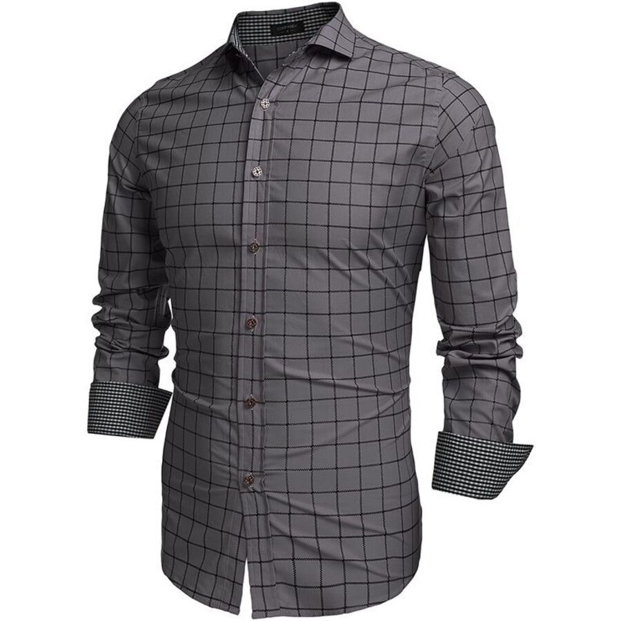 COOFANDY Men's Fashion Long Sleeve Plaid Button Down Shirts Casual Dress Shirt
