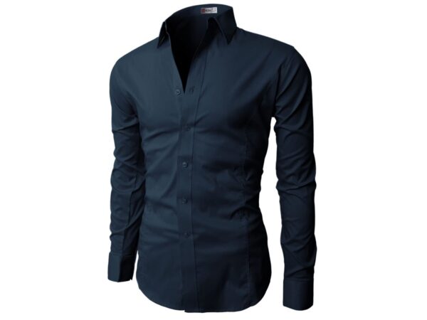 H2H Men's Wrinkle Free Slim Fit Dress Shirts - Dark