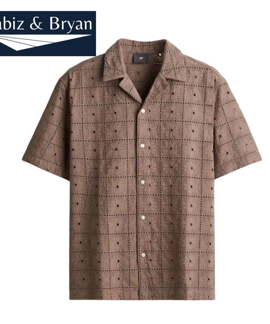 Regular Fit Textured-weave resort shirt - Dark beige - Men