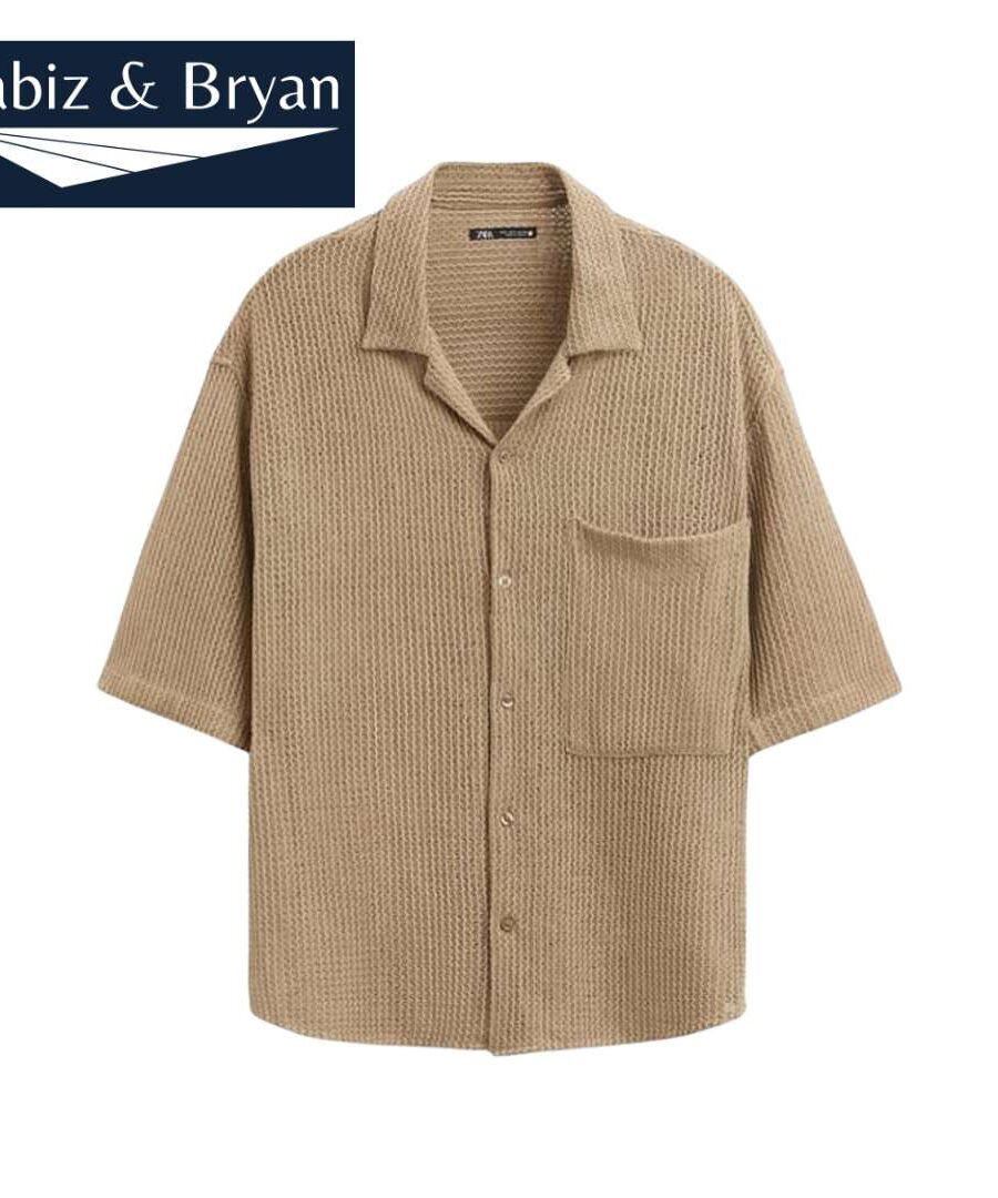 Crochet Structure Shirt- Men's Linen Shirt
