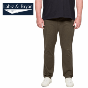 Plus Size Australian Cotton 1/2 Elastic Waist Tapered Chino Pants - Dark Olive