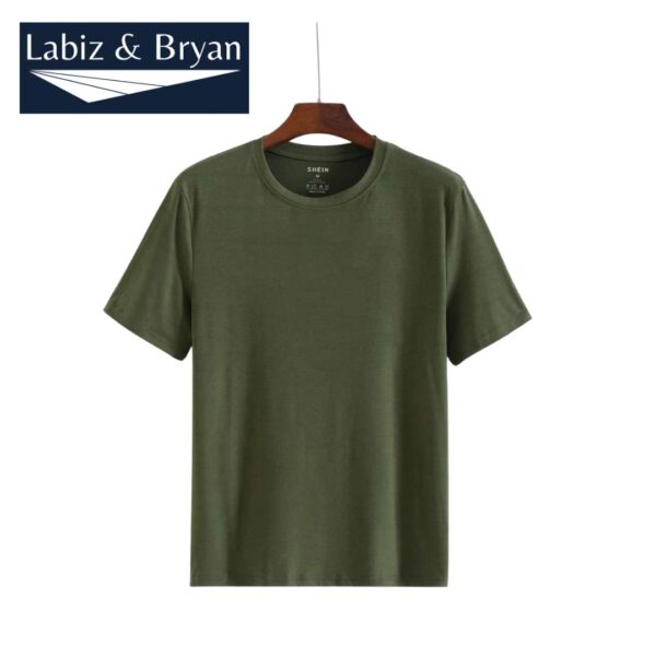 Army Green Casual Collar Short Sleeve Fabric Plain Embellished High Stretch Summer Men Clothing