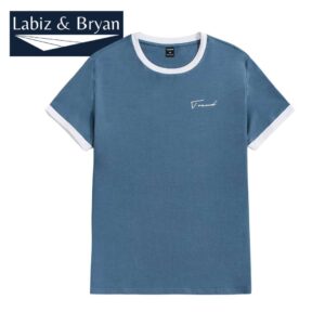 Manfinity Ringer T-Shirt with Letter Embroidery