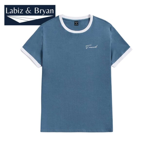 Manfinity Ringer T-Shirt with Letter Embroidery