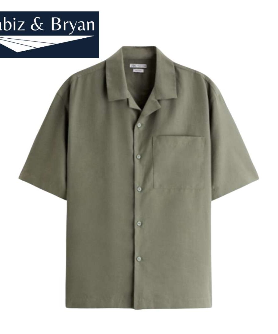 Short Sleeve Linen Camp Collar Shirt - Sand