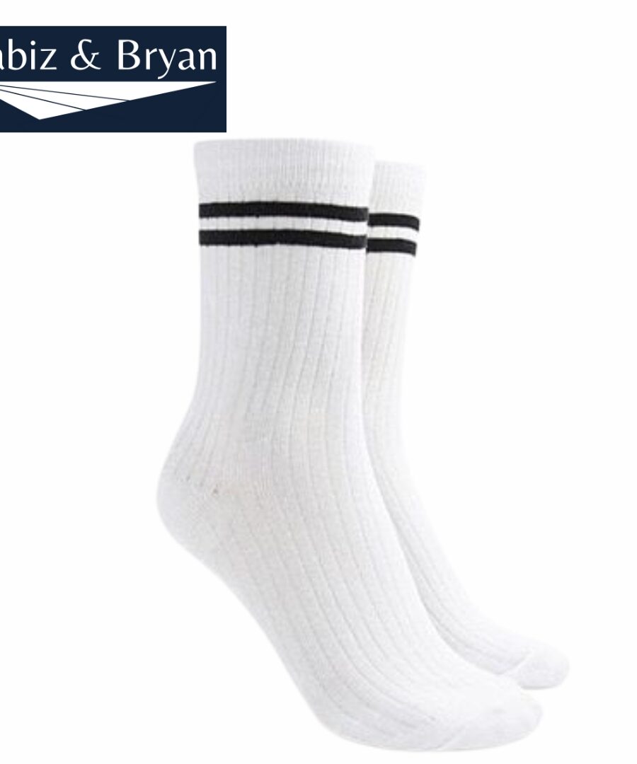 Striped-Trim Crew Socks | WHITE