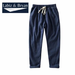 Mens Pants Fleeced Casual Cotton Linen Vintage Loose Elastic Waist Warm Trouser