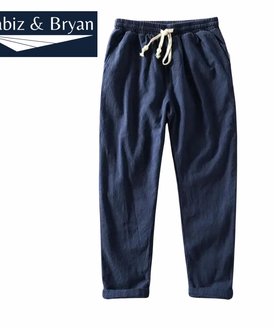 Mens Pants Fleeced Casual Cotton Linen Vintage Loose Elastic Waist Warm Trouser