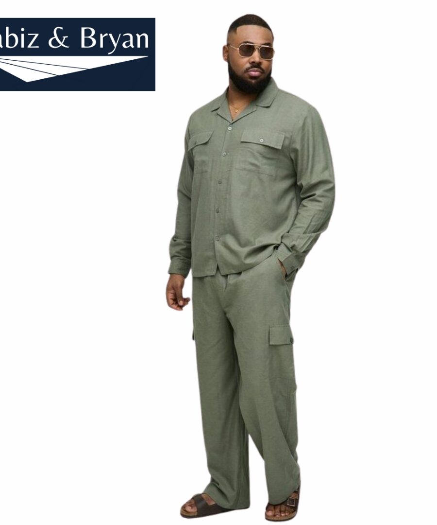 Plus Size Regular Linen Cargo  Pants