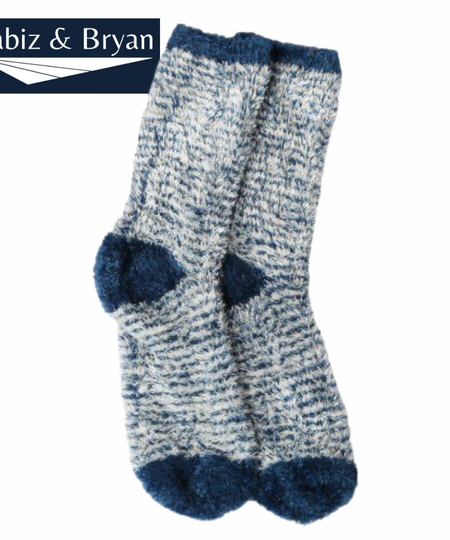 Soft and Warm Microfiber Fuzzy Socks in Navy/White by Foot Traffic