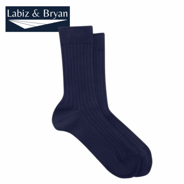 Solid Rib With Contrast Cotton Blend Sock