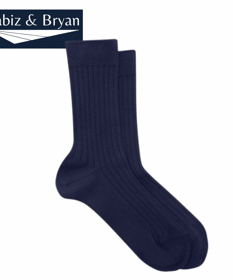 Solid Rib With Contrast Cotton Blend Sock