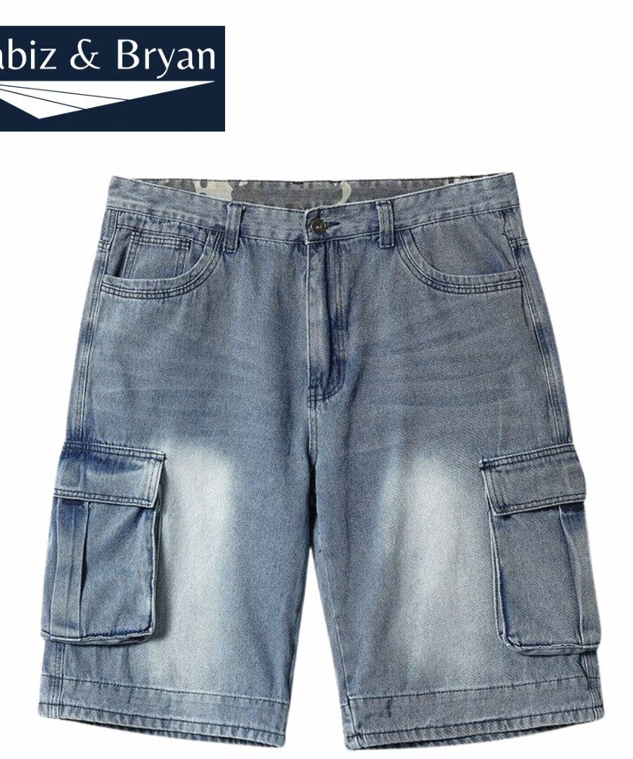 Men's Loose Distressed Denim Shorts Casual Half Pants Side Pocket Jeans