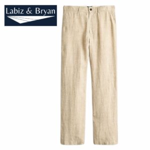 Classic Linen Pure Elastic Waist Trousers For Men